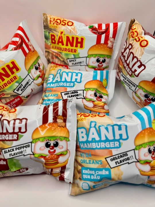 BÁNH HAMBURGER VỊ HEO CAY